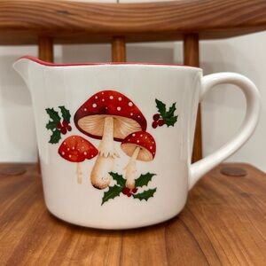 The Bake Shop Holiday Mushroom Holly Design Ceramic Measuring Cup 1000ml